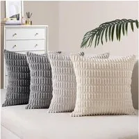 Interior by Hakito Dekokissen 4er Set Kissenbezüge inklusive Füllkissen Set Mosa Kordsamt weich, Kissenhülle mit Füllung
