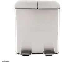 HTI-Living Mülltrennsystem Mülleimer mit 2 Kammern Jannik 40 Liter Silber, Mülltrennsystem Edelstahl