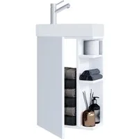 VCM Badmöbel-Set 2-tlg Gäste WC Waschplatz Bad Waschtisch Lumia, (Komplett-Set, 2-St., 1x Unterschrank 1x Waschbecken), VCM Waschtisch Lumia 70x40x22 cm Holzwerkstoff, Keramik