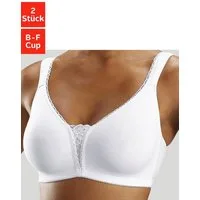 petite fleur by Lascana Soft-BH (Packung, 2 Stück) ohne Bügel, Baumwolle mit Spitzen-Details, große Größen, bequemer BH
