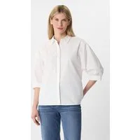comma Kurzarmbluse Bluse Hemdbluse aus Popeline im Loose Fit
