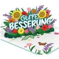 papercrush Genesungskarte Gute Besserung Pop-Up Karte, Geschenk zur Genesung, Handgemacht