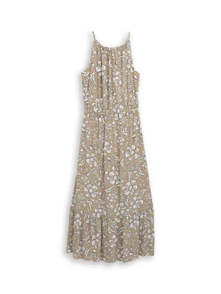 Tom Tailor - Maxi-Kleid aus Viskose olive big flower design - Gr. - 38
