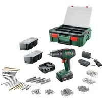 Bosch Home & Garden Akku-Bohrschrauber Power for ALL 18V Akku-System »UniversalDrill 18V«, Inkl. 2xAkkus 18V/1,5 Ah, Ladegerät, Systembox und viel Zubehör