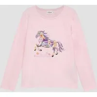 s.Oliver Langarmshirt T-Shirt Langarmshirt mit glitzerndem Pferde-Motiv