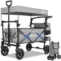 Sekey Bollerwagen 150 kg Faltbarer Bollerwagen mit Dach und 3-Punkt-Sicherheitsgurt, Faltbarer Handwagen Schiebegriff, Transportwagen mit Bremsen