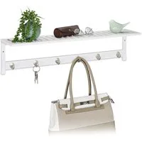 relaxdays Wandgarderobe Weiße Wandgarderobe mit Ablage