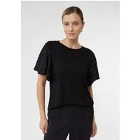 comma Kurzarmshirt T-Shirt T-Shirt mit pailettenbesetzten Volantärmeln
