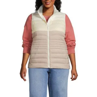 Ultraleichte verstaubare Daunenweste WANDERWEIGHT, Damen,  Weiß, Polyester/Nylon/Daunen, by Lands' End