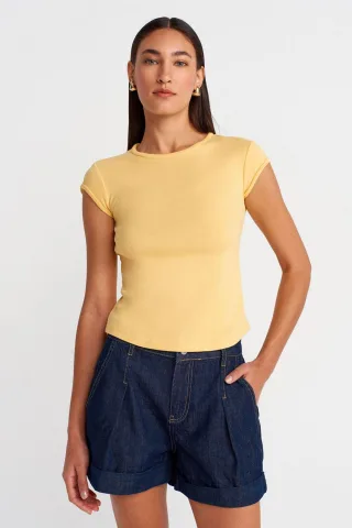 Damen Slim Fit Baumwoll Rundhals T-Shirt