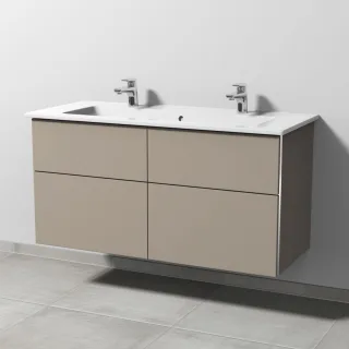 Sanipa 3way Keramik-Set Venticello Keramik-Doppelwaschtisch und Unterbau mit 4 Auszügen, Sandgrau-Ma BS32967