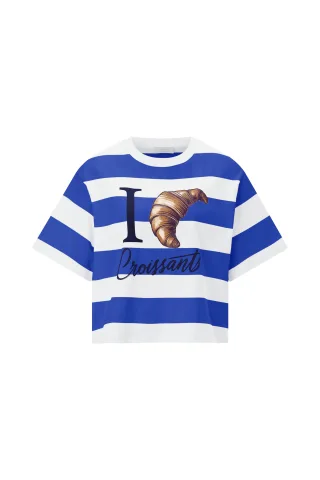 Rich & Royal - Boxy Striped Shirt Croissant royal blue - Gr. - XS