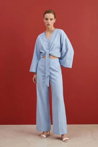 Baumwoll-Co-Ord-Set mit Bindung
