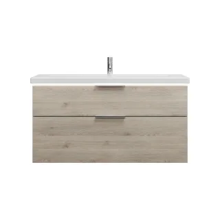 Burgbad Keramik Waschtisch-Set Eqio Eiche Dekor Flanelle/Alpinweiss, SEZC123F2632C0001 SEZC123F2632C0001