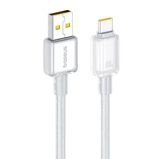 Baseus Crystal 100W/7.5W USBA to USB-C Cable Fast Charging Data Transmission Copper Core Line 1M/2M Long for iPhone 17 1