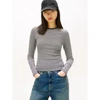 Tommy Jeans Langarmshirt TJW SLIM ESSENTIAL RIB LS mit Logostickerei
