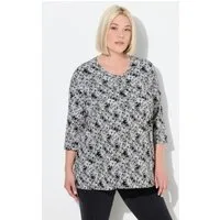 Ulla Popken T-Shirt Shirt Blüten A-Linie Rundhals 3/4-Arm