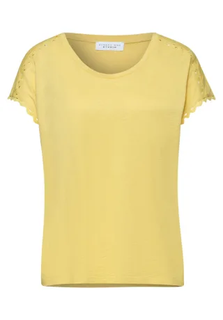 Street One - T-Shirt mit V-Ausschnitt gelb - Gr. - 36