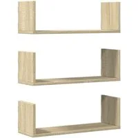 vidaXL Regal Wandregale 3 Stk. Sonoma-Eiche 58x18x18 cm Holzwerkstoff, 1-tlg.