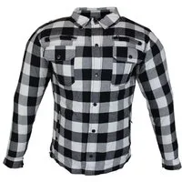 Alpha Speeds Motorradjacke Flanell-Holzfäller Motorrad KEV ARAMID Lumber Biker Hemd SLIM Weiß (Wasserdicht & Winddicht & Atmungsaktiv + Belüftungstaschen) All Season, wasserdichte Reißverschlüsse, mit Protektoren