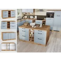 KOCHSTATION Kücheninsel KS-Lana, Breite 153 cm, MDF-Fronten, Arbeitsplatte 38mm stark