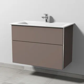 Sanipa 3way Waschtischunterbau zu Ideal Standard Connect Air Waschtisch mit 2 Auszügen, Taupe-Matt BP6421T