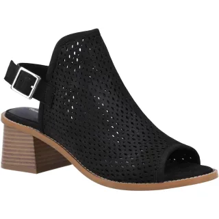 Hush Puppies Louise Heeled Damen Sandalen Aus Schwarzem Leder