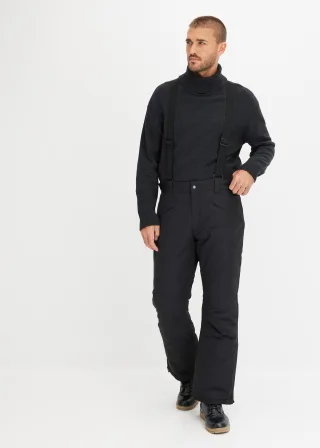 bonprix Wasserdichte Thermo-Funktionshose mit Hosenträgern, schwarz, Gr.60, Ski-Funktions-Thermohose mit abnehmbarem Latz