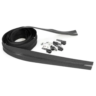 buttinette Endlosreißverschluss im Set, Krampe: 5,8 mm, 2 m, grau