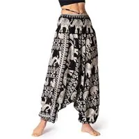PANASIAM Haremshose Aladinhose Chang Haremshose aus 100% natürlicher Viskose Pumphose auch als Overall tragbar Damen bequeme Freizeithose Pluderhose