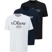 s.Oliver T-Shirt 3er Pack Basic (Spar-Set, 3-tlg) T-Shirt - Baumwolle - Atmungsaktiv - Weicher Jersey mit Logo Print