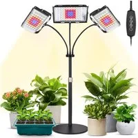 Rosnek Pflanzenlampe Vollspektrum-LED-Wachstumslampen, Timer, Dimmstufen, höhenverstellbar, LED fest integriert, Indoor-Pflanzenlampe, Einzel- oder Mehrkopf, H 67, für Kräuter & Sukk.