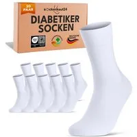 sockenkauf24 Diabetikersocken ohne Gummibund & ohne Naht aus Baumwolle (20-Paar) Diabetiker Socken mit Komfortbund ohne Gummi für Damen & Herren