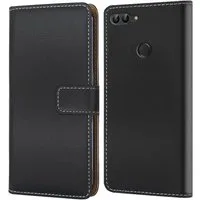 Numerva Handyhülle Bookstyle Etui Handytasche für Huawei P Smart, Schutzhülle Klapphülle Flip Cover Schwarz