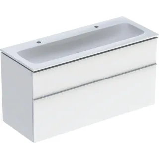 Geberit Icon Waschtisch mit Unterschrank 120 cm 502334011 Waschtisch-Set 120x63x48cm, weiß/KeraTect, Korpus weiß hochglänzend, Griff weiß matt
