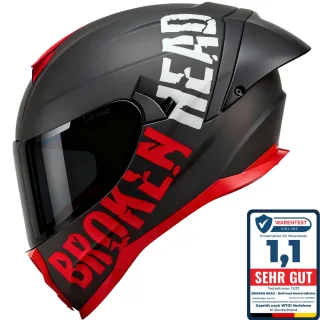 Broken Head Integralhelm BeProud Pro Sport Rot Sonnenblende + Schwarzes Visier