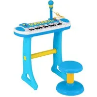 COSTWAY Spielzeug-Musikinstrument 31 Tasten Kinder Keyboard, mit Mikrofon & Hocker
