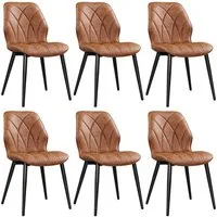 Yaheetech Esszimmerstuhl 2/4/6er Set (6 St), Küchenstühle mit Rückenlehne & Metallbeine für Wohnzimmer/Esszimmer