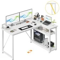 GUNJI Eckschreibtisch Eckschreibtisch Umkehrbarer L-förmiger Computer schreibtisch mit Hutch (Maße: 1 m/1,2 m/1,4 m/1,6 m, Schreibtisch mit verstellbaren Einlegeböden)