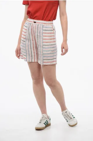Bayadere gemusterte VARSITY Shorts aus Leinenmischung