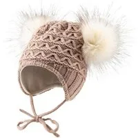 Sterntaler® Strickmütze Strickmütze Pompons (1-St) Mütze mit Kunstfell-Pompon gefüttert mit Fleece