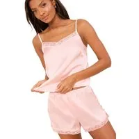 LIPSY Pyjama Lipsy Schlafanzug, Spitzen-Top + Shorts, Regular (2 tlg)