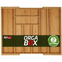 SO-TECH® Besteckeinsatz ORGA-BOX® III Universal Bambus Besteckkasten verstellbar (1 St), geölt, 6 - 8 Fächer, Breite 350 - 580 x Tiefe 470 mm