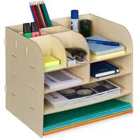 relaxdays Organizer Schreibtisch Organizer mit Ablagefächern (1 St), hellbraun