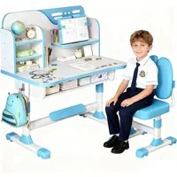 Rutaqian Kinderschreibtisch Kinderschreibtischstuhl Set für Kinder,Höheverstellbar 105 und 111 cm (Kinder-Schreibtisch- und Stuhl-Set, 1-St., 1 x Kinderschreibtisch, 1 x Kinderstuhl), Schreibtisch mit Stuhl, Bücherständer und Schublade für Jungs Mädc