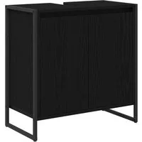 vidaXL Badezimmerspiegelschrank Badezimmerschrank mit Tür Schwarz Eichen-Optik 60 x 30 x 60 cm (1-St)