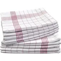 Dyckhoff Geschirrtuch KARO / Halbleinen - 50x70 cm, (Set, 10-tlg)