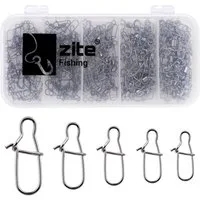 Zite Angelwirbel Karabiner-Snaps Set - Vorfach Wirbel Angeln 5 Größen in Box 150 Stück