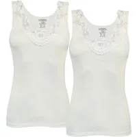 Toker Collection® Unterhemd Damen Unterhemd mit extra breiter Spitze 2 Stück (Packung, 2er Pack) exklusive Spitzen