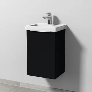 Sanipa 3way Waschtischunterbau zu Villeroy & Boch Subway 3.0 Waschtisch mit 1 Tür, Schwarz-Matt UF84008